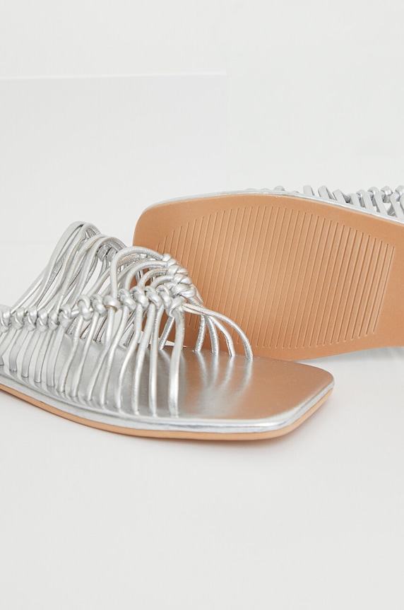 Answear.LAB ciabatte slide in pelle argento 2022.321.AT