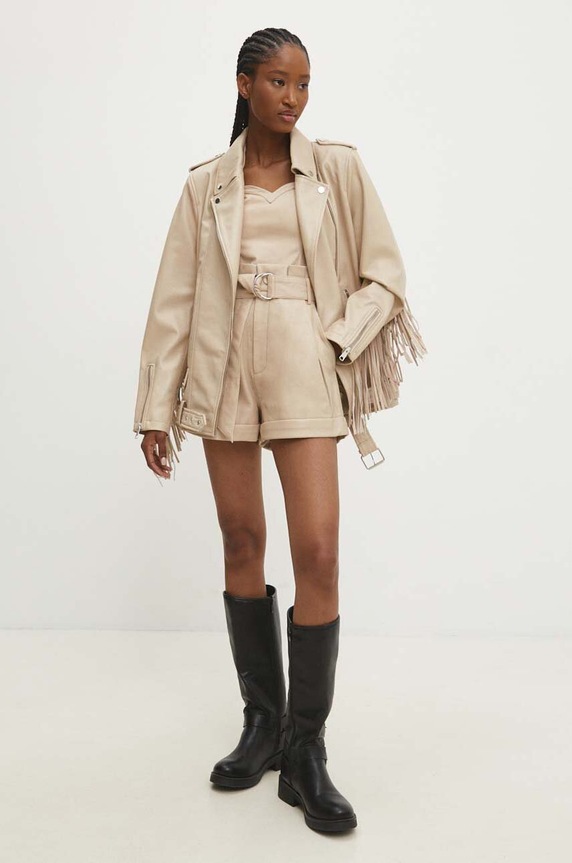 Answear.LAB top skórzany WS24.BDD001 beżowy WS24