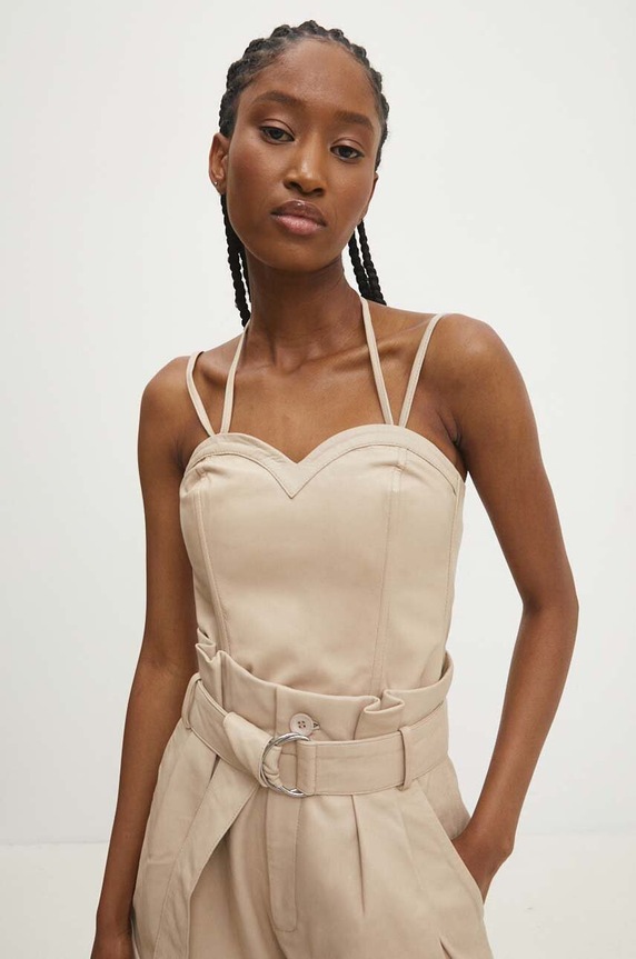 Odzież Answear.LAB top skórzany WS24.BDD001 beżowy