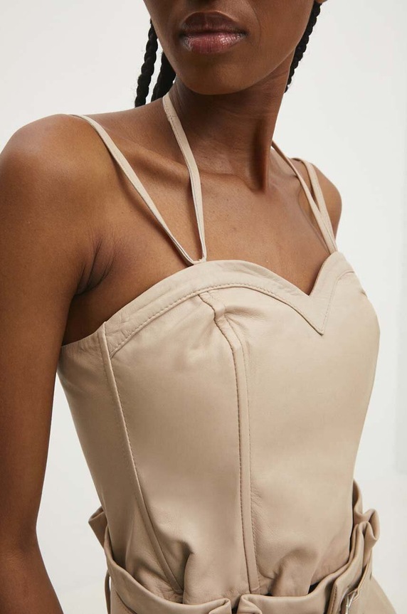 Answear.LAB top skórzany beżowy WS24.BDD001