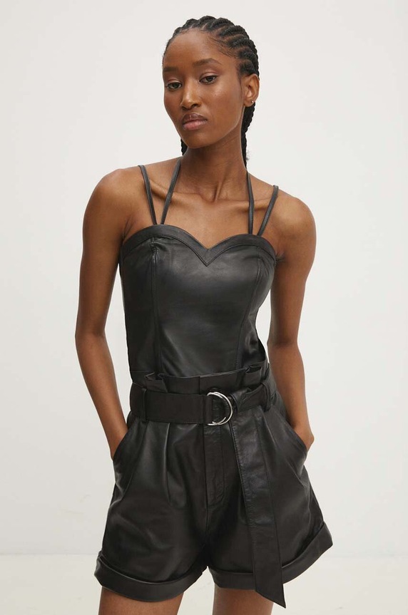 Kožený top Answear.LAB slim černá WS24.BDD001