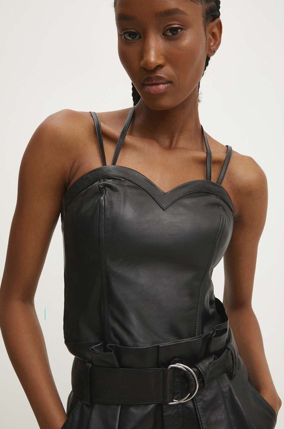 Kožený top Answear.LAB černá WS24.BDD001