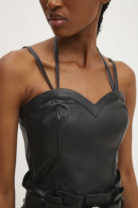 Kožený top Answear.LAB WS24.BDD001 černá