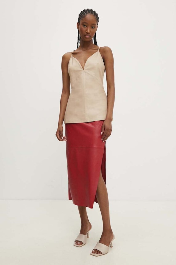 Answear.LAB top skórzany WS24.BDD002 beżowy WS24