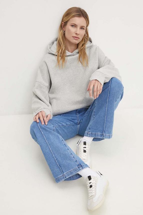 Μπλούζα Answear.LAB με κουκούλα γκρί EGERIA.1.pdb