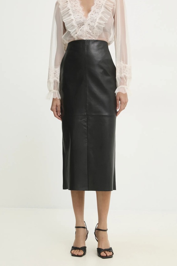 Δερμάτινη φούστα Answear.LAB casual μαύρο WS24..SDD003