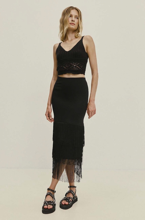 Юбка Answear.LAB casual чёрный WS24.SDD009