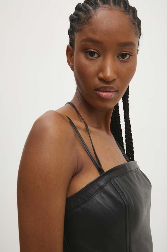 Kožené šaty Answear.LAB WS24.SSD004 čierna