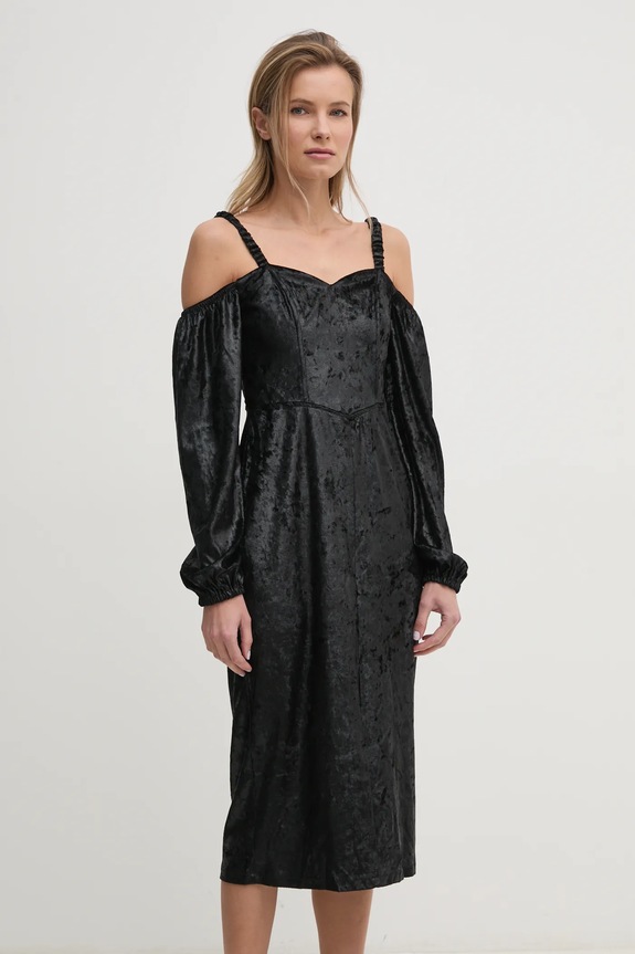 Odzież Answear.LAB sukienka welurowa WS24.SUD003 czarny