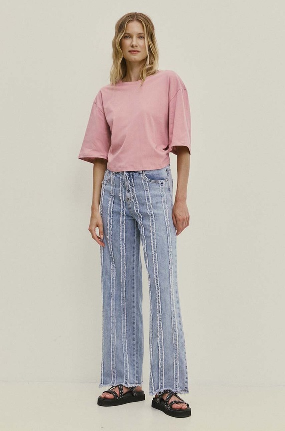 Bombažna kratka majica Answear.LAB WS24.TSD019 roza WA24