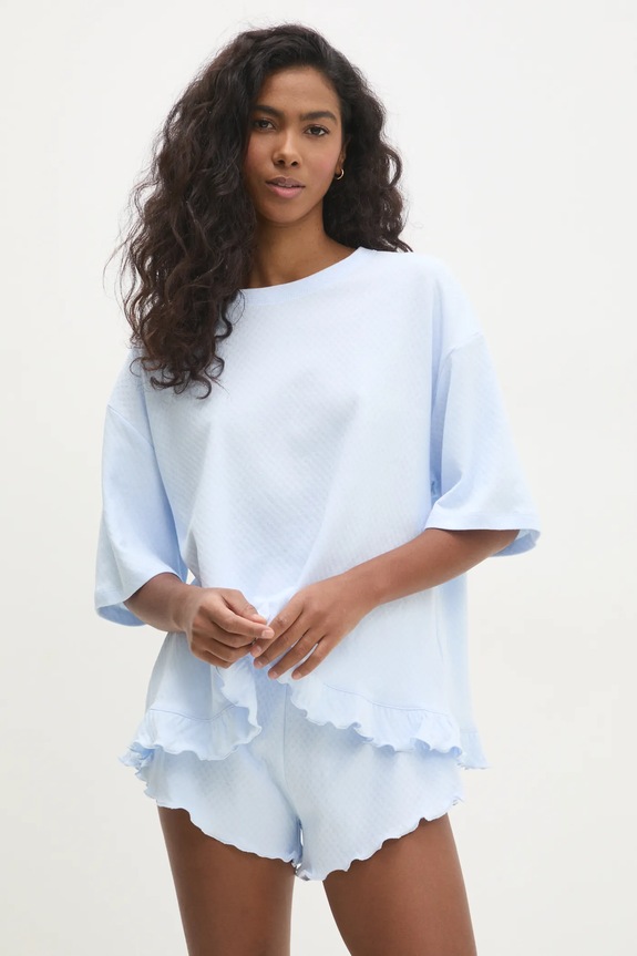 Pamučna pidžama Answear.LAB plava WS25.BID006