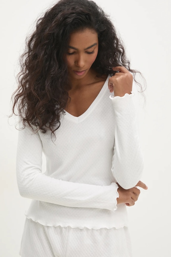 Answear Lab set de pijama de bumbac bej WS25.BID00B