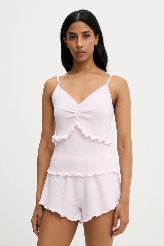 Pidžama Answear Lab bez uzorka roza WS25.BID01E