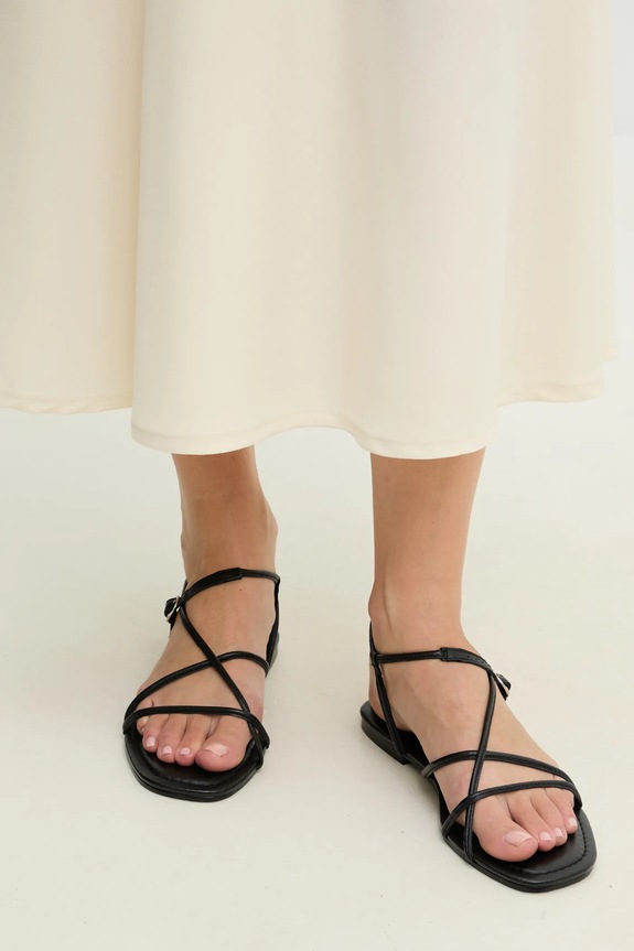 Answear.LAB sandały skórzane płaski czarny 2023.711