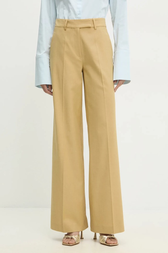 Answear.LAB széles szárú kosztümnadrág sima sárga WS25.SPD002