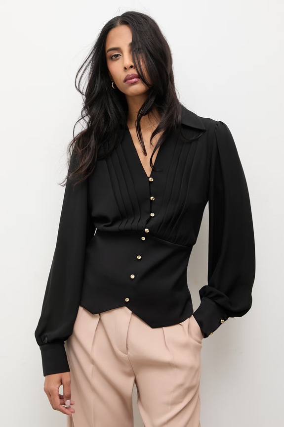 Answear.LAB bluza cu guler negru 20193.tok