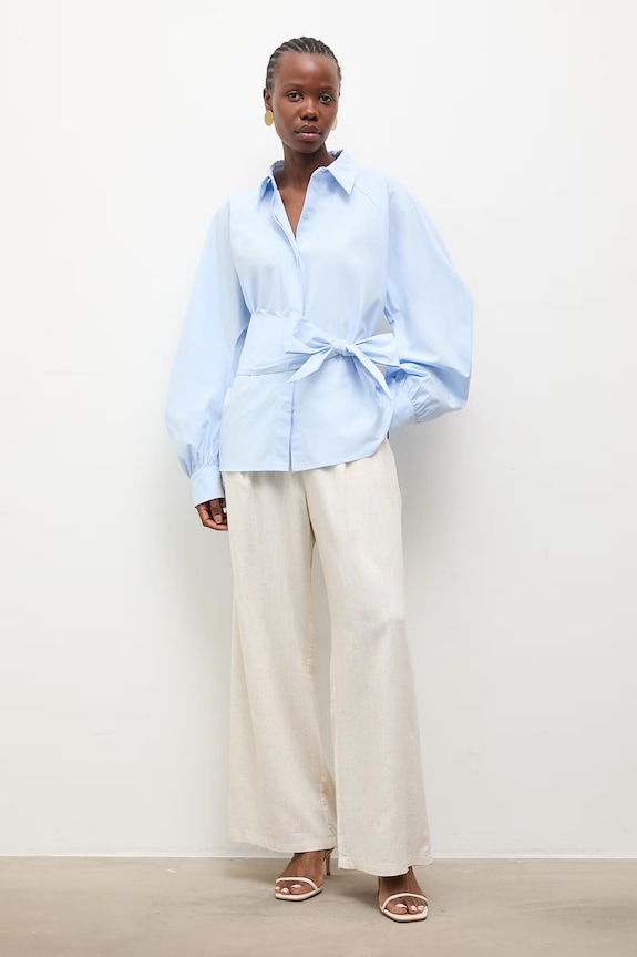 Answear.LAB Πουκάμισο γυναικείο βαμβακερό μπλε WC