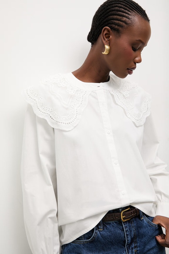 Bombažna srajca Answear.LAB Brez vzorca bela LU9905.fak