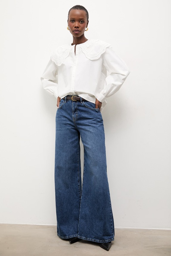 Bombažna srajca Answear.LAB LU9905.fak bela WS26