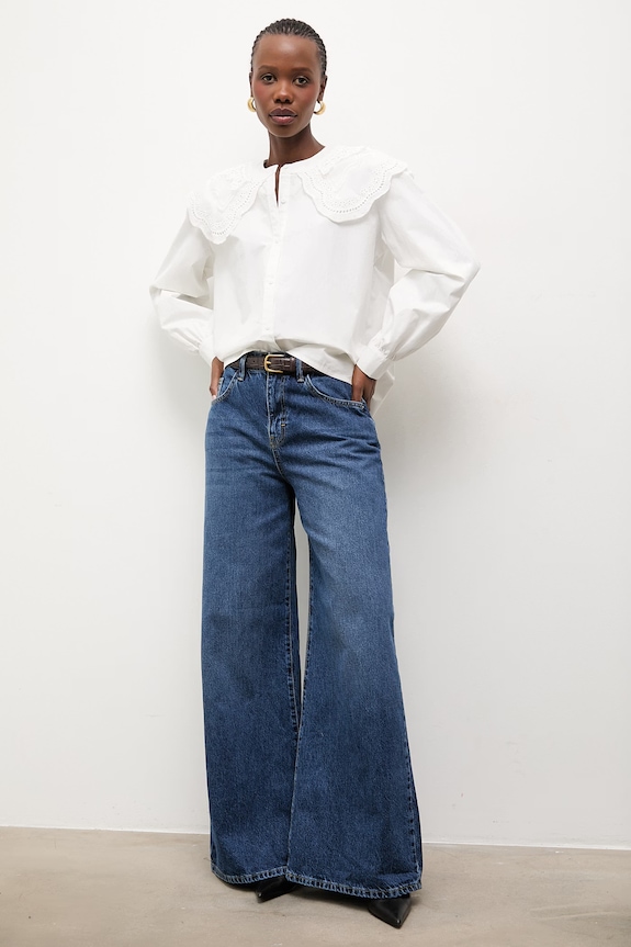 Bombažna srajca Answear.LAB LU9905.fak bela WS26