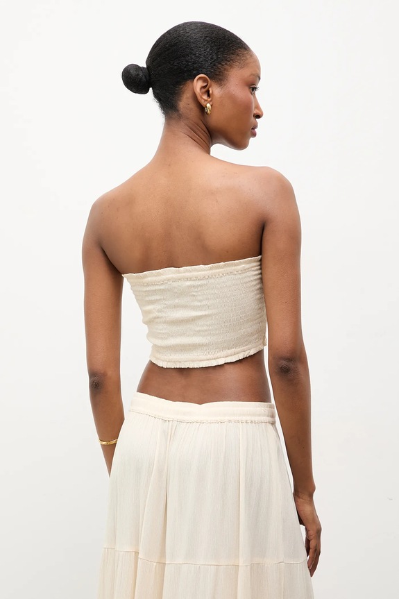 Odzież Answear.LAB crop top damski z wiskozy BUSTIER.hak beżowy