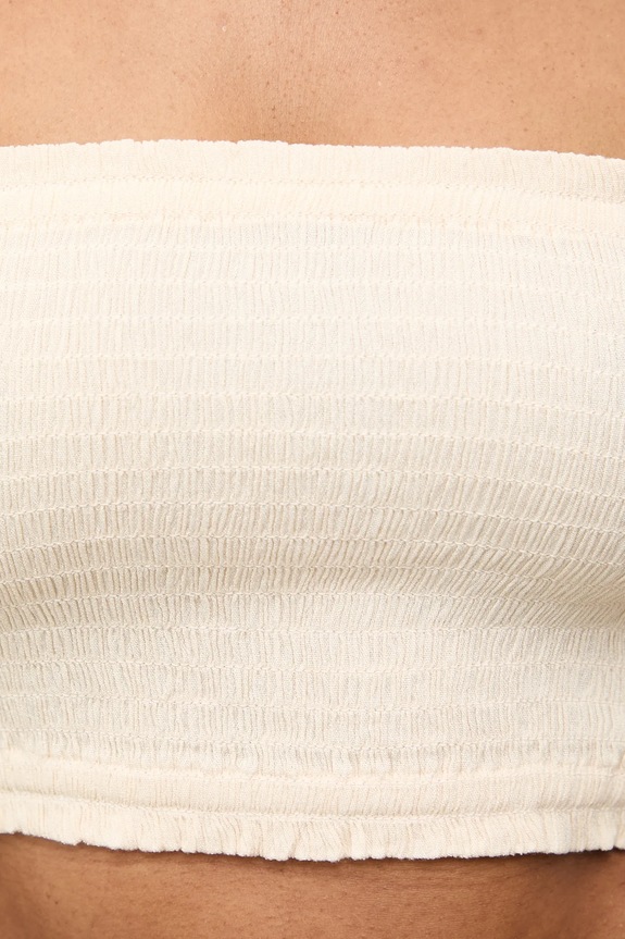 Answear.LAB crop top damski z wiskozy beżowy BUSTIER.hak