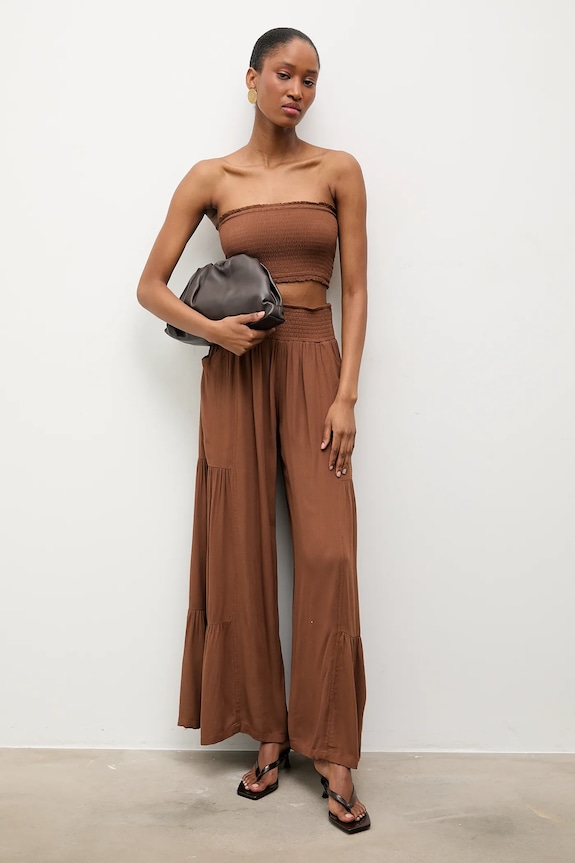 Answear.LAB crop top damski z wiskozą BUSTIER.hak brązowy WS26