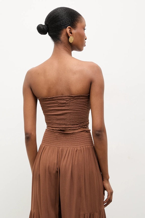 Odzież Answear.LAB crop top damski z wiskozą BUSTIER.hak brązowy