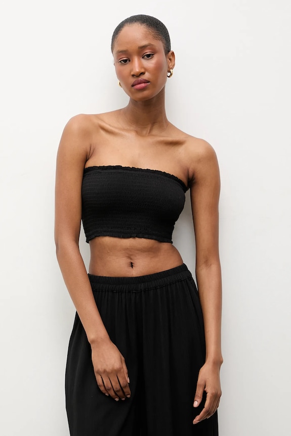Answear.LAB crop top damski z wiskozą z elastanem czarny BUSTIER.hak