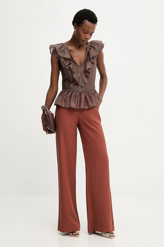 Μπλουζάκι Answear.LAB WS26-BKD019 καφέ WS26