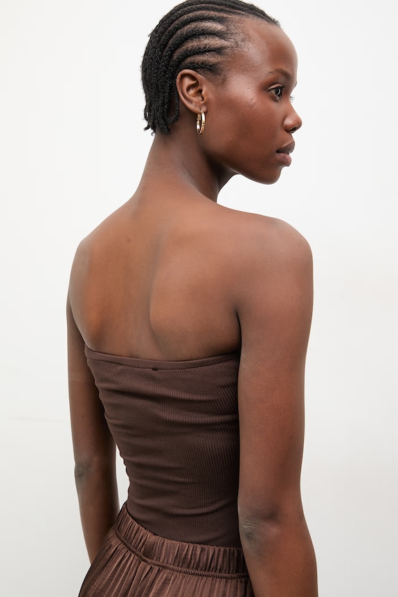 Odzież Answear.LAB top damski bawełniany z elastanem YZS304.hak brązowy