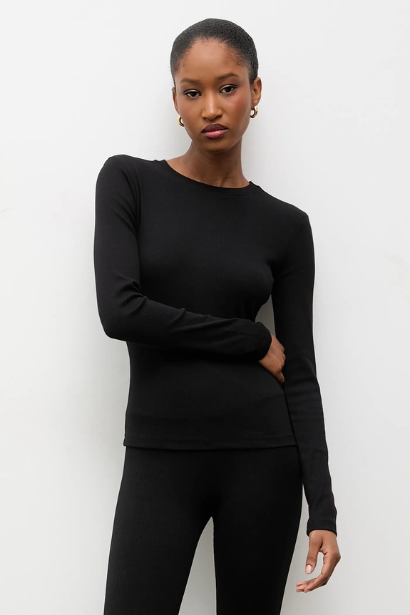 Answear.LAB longsleeve z elastanem czarny 4564.tok