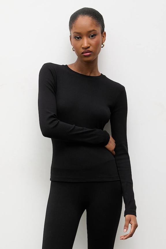 Answear.LAB longsleeve z elastanem czarny 4564.tok