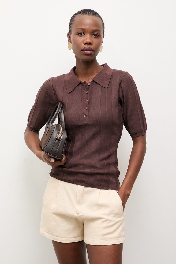 Answear.LAB tricou polo uni maro 75502.hak