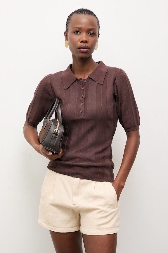 Answear.LAB tricou polo uni maro 75502.hak