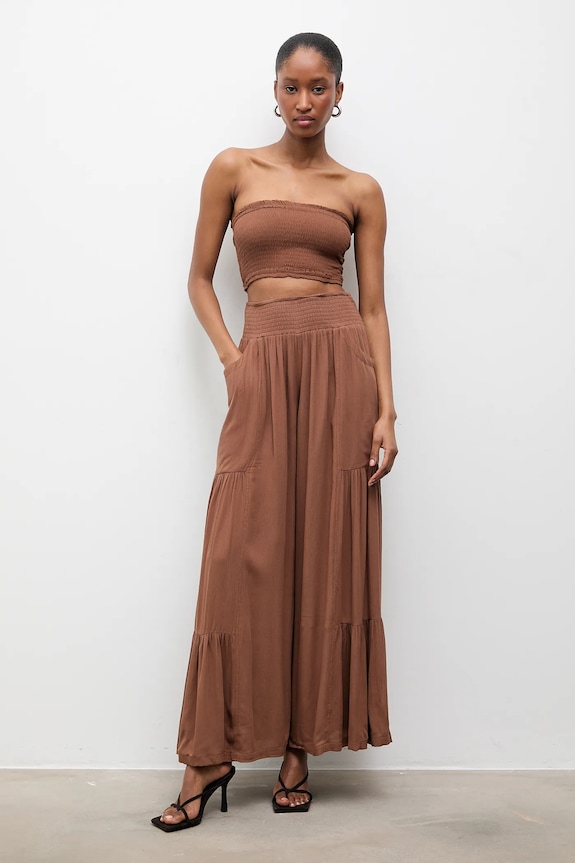 Answear.LAB top i spódnica tkanina brązowy Muss/BUSTIER.hak