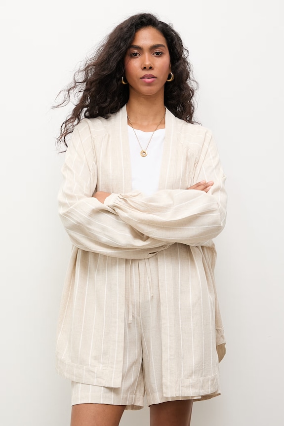 Answear.LAB komplet damski z wiskozy beżowy stipe.set