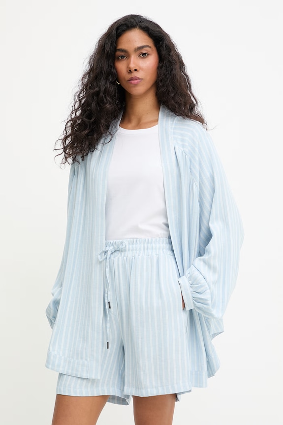 Answear.LAB komplet codzienny damski z dodatkiem lnu stripe2.set niebieski