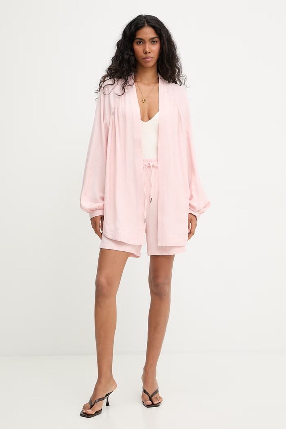 Answear.LAB komplet codzienny damski z dodatkiem lnu różowy solid.set