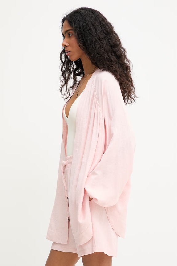 Answear.LAB komplet codzienny damski z dodatkiem lnu różowy solid.set