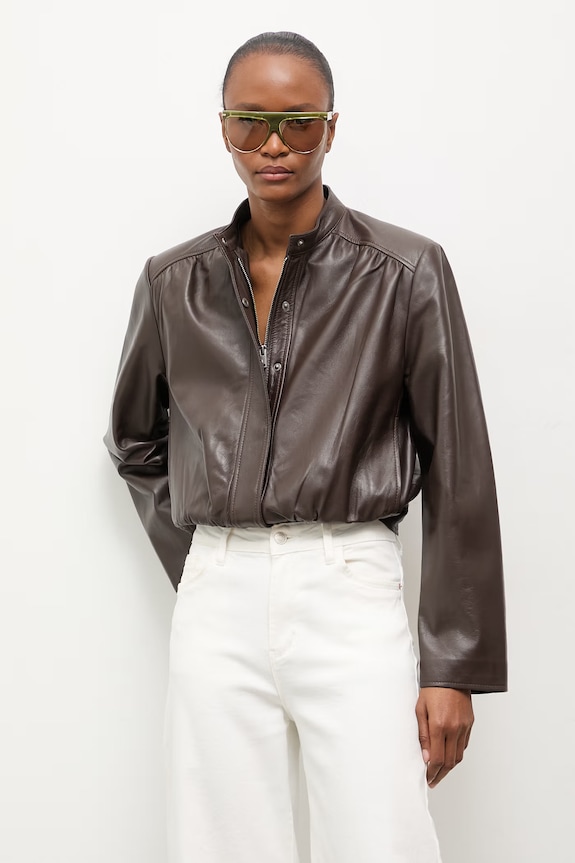 Γυναικείο δερμάτινο μπουφάν Answear.LAB από την Unscripted collection MEMO καφέ WS26