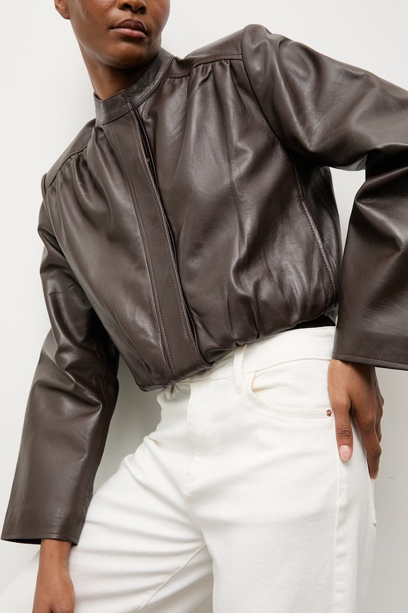 Γυναικείο δερμάτινο μπουφάν Answear.LAB από την Unscripted collection καφέ MEMO