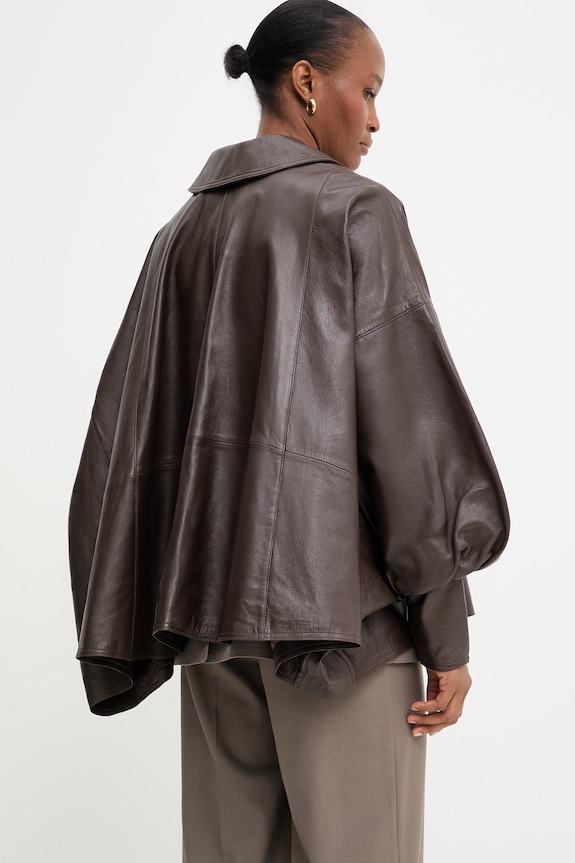 Ρούχα Δερμάτινο oversize μπουφάν Answear.LAB γυναικείο από τη συλλογή Unscripted BALO καφέ