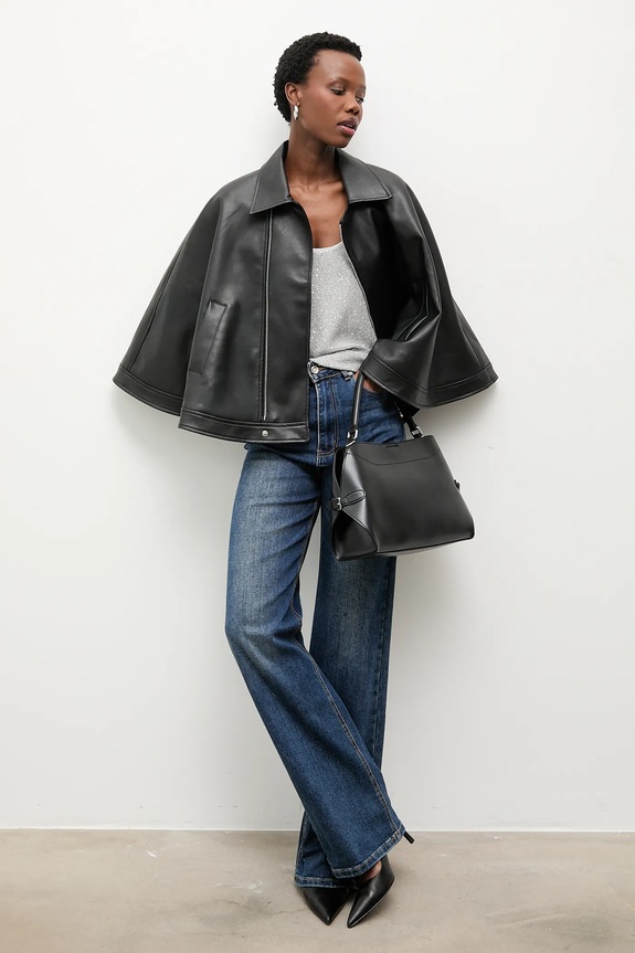 Answear.LAB poncho cu captuseala negru 8809.FLK