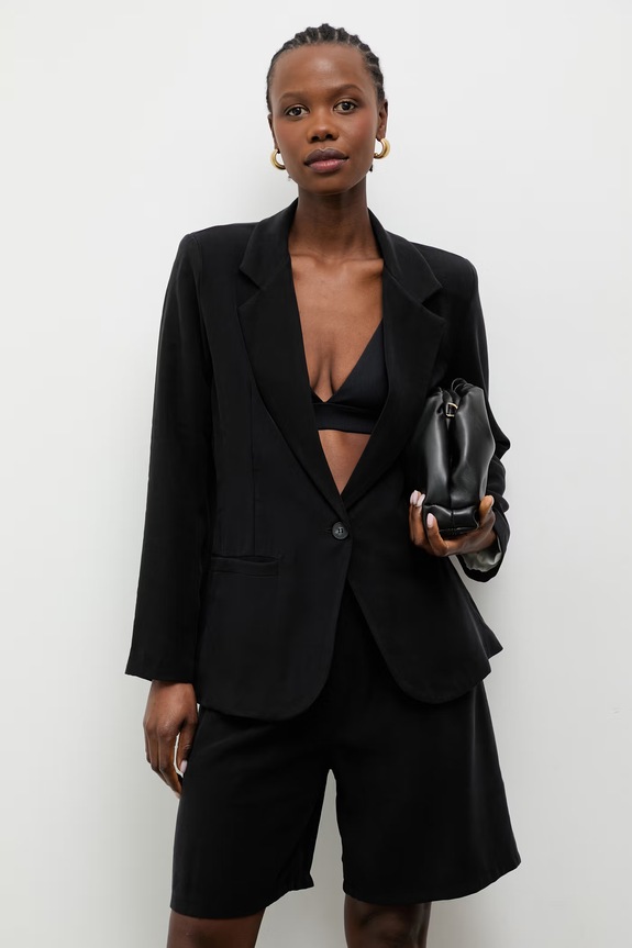 Answear.LAB μονόπετο σακάκι γυναικείο με βισκόζη μαύρο 95065.iak