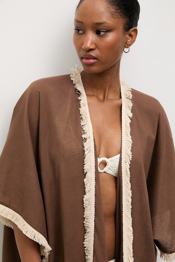 Odzież Answear.LAB kimono damskie bawełniane V/33631 brązowy