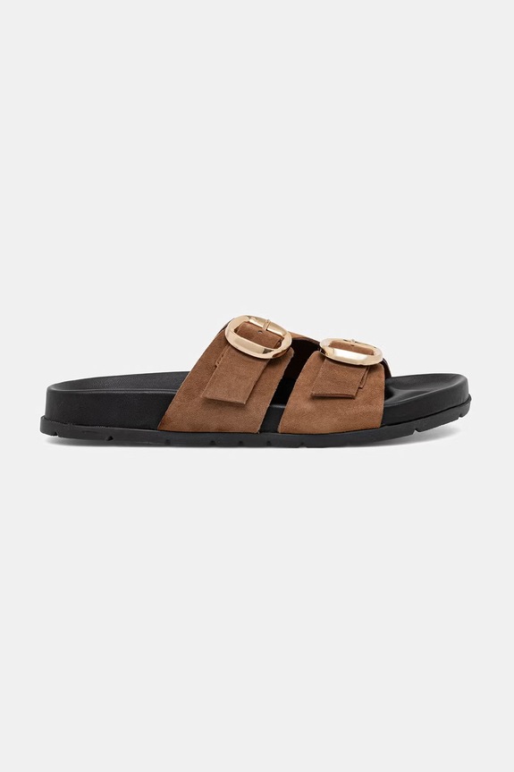 Answear.LAB papuci din piele piele întoarsă maro RSP-11722.ijk