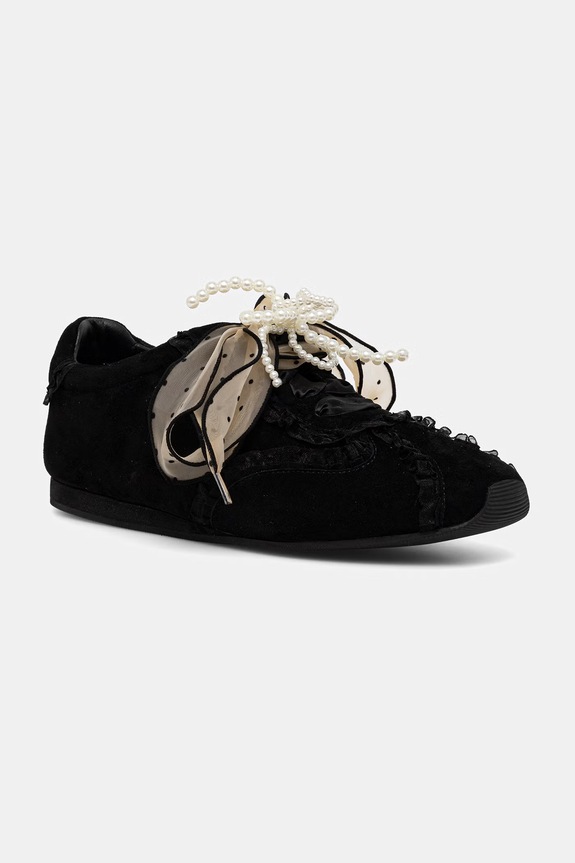 Încălțăminte Answear.LAB sneakers din piele întoarsă SOFT LACE BLACK LT96-8.cjk negru
