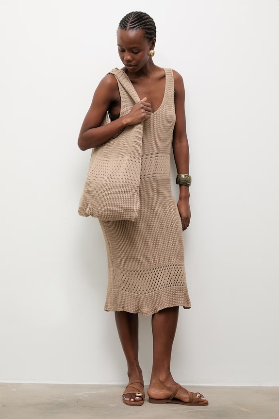 Answear.LAB sukienka z włókna bambusowego beżowy 2510525