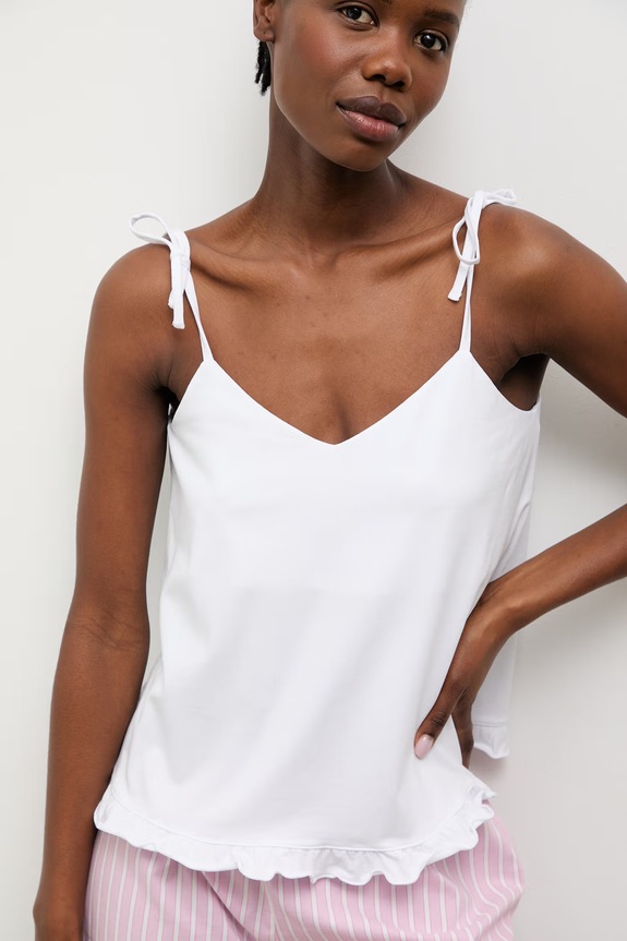 Odzież Answear.LAB piżama dwuczęściowa damska z bawełną biały top + dół paski różowy